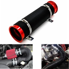 Universal 3'' Flexible Car Cold Air Intake Hose Filter Pipe Telescopic Tube Red