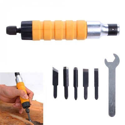 Electric Chisel Hammer Flex Chuck Kit With 5 Chisels Wood Carving Woodworking