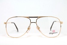 ELEGANCE 1643S Pilot 22K Gold Plated Vintage Eyeglasses Aviator Large 80s