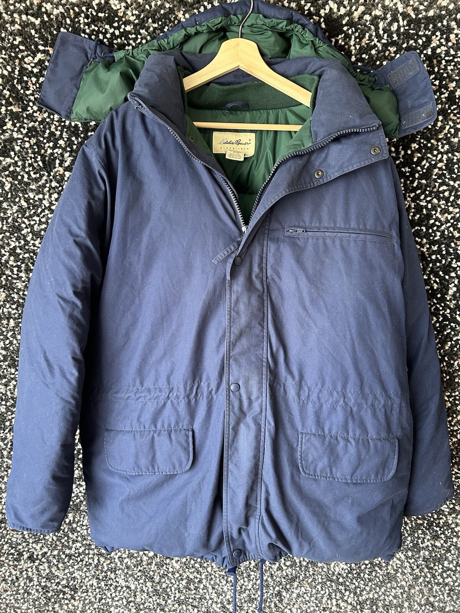 Vintage 90s Mens Eddie Bauer Goose Down Jacket Coat Puffer Blue