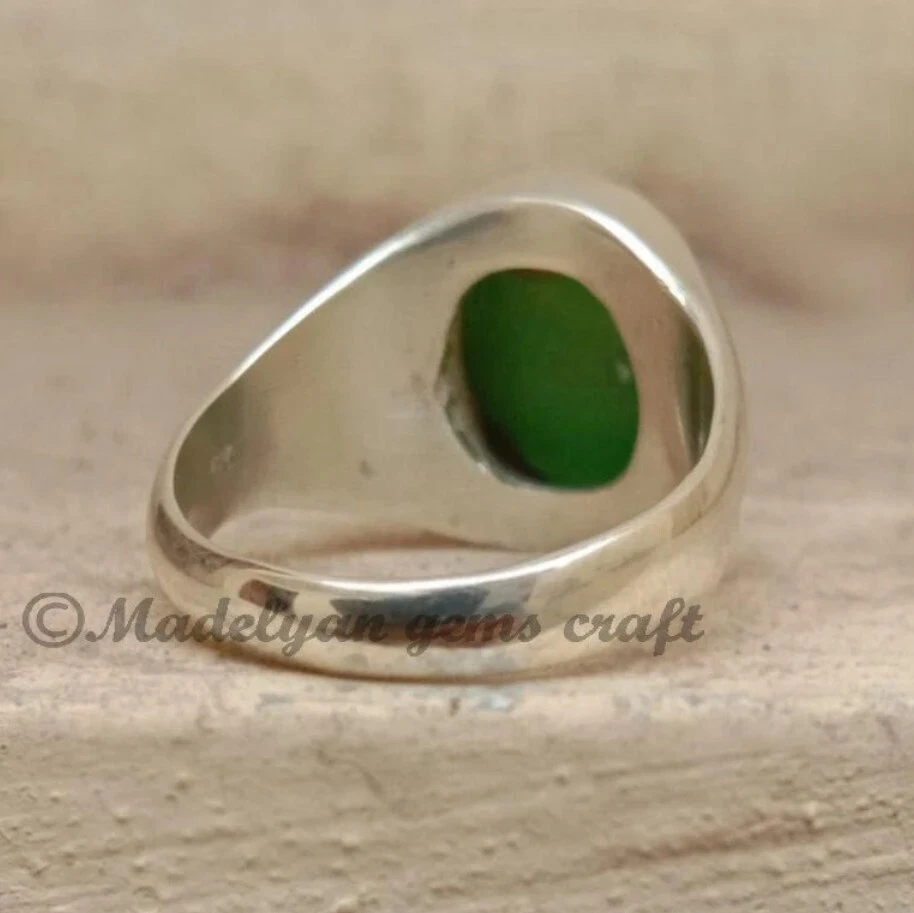 Anillo Turquesa Cobre Verde Natural Anillo Plata Esterlina Hombre Regalo Para Él Foto 4 de 4