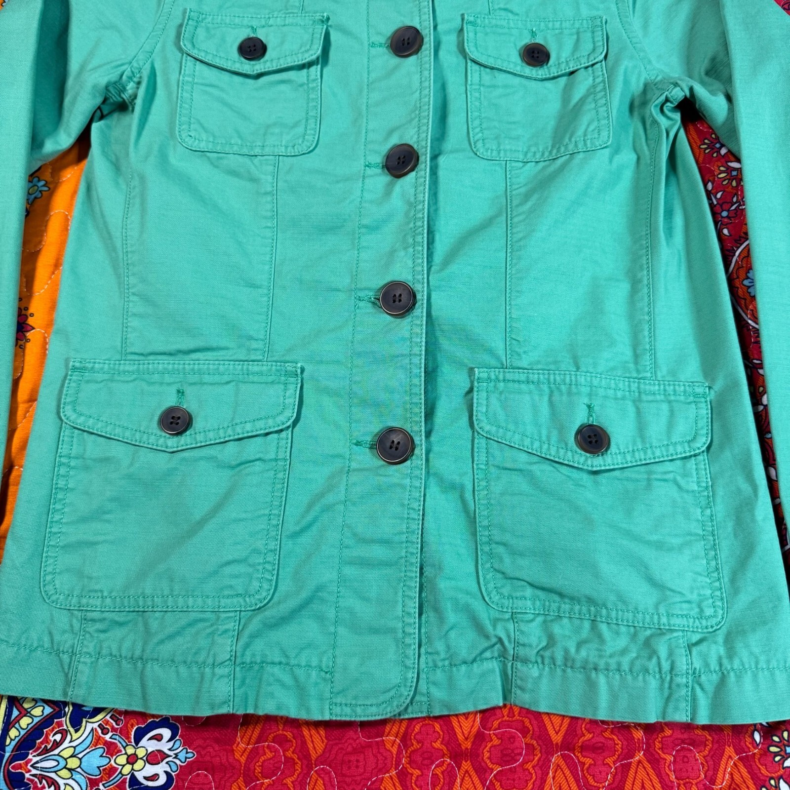 Talbots Green Utility Jacket Button Front Multipl… - image 3