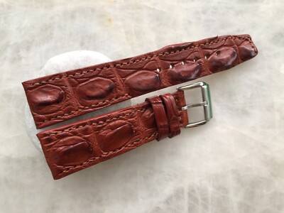 21mm/18mm Brown Alligator Crocodile Embossed Leather Watch Strap Band