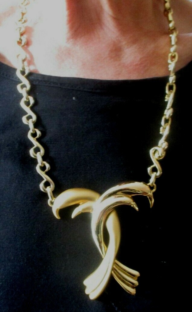 Collier Vintage Signé ORENA Paris - Or Couleur Art Déco - Occasion Parfait état - Bijou Ancien De Couture