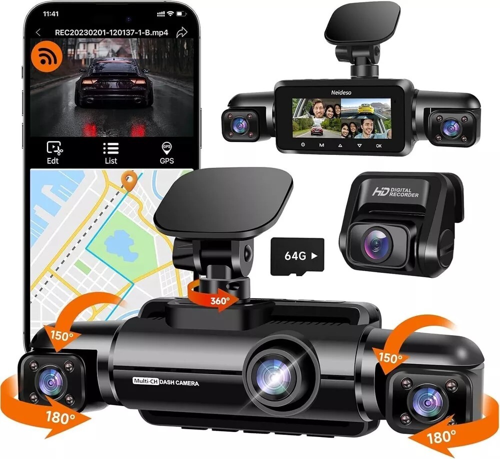 4K Dash Cam Front Rear Inside with Wi-Fi GPS and Voice Control-image