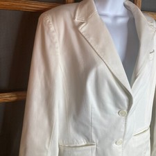 Worthington Stretch Women's Ivory Blazer Jacket Size 12 19x28 Cotton Blend
