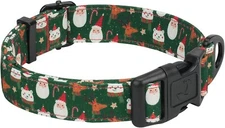 Taglory Dog Collar, Adjustable with Quick Release Buckle, Cute Santa Reindeer M