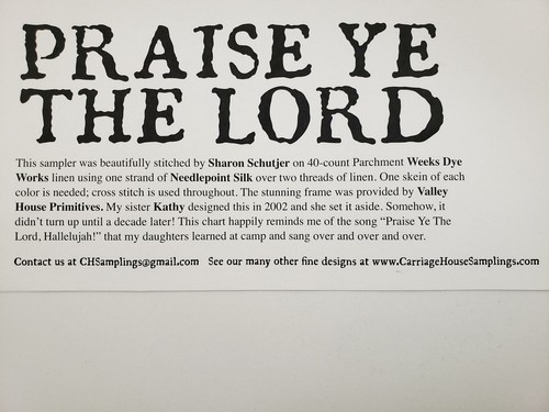 Praise Ye The Lord Cross Stitch Pattern Carriage House Samplings - Picture 5 of 5