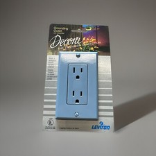     QTY 2 Leviton 5675 Decora Duplex Grounding Outlet W/ Wall Plate Blue    