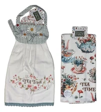 Set of 2 CottageCore TEA TIME Terry Kitchen Towel & Tie Towel by Kay Dee Designs