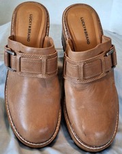 Lucky Brand Rishona Clog Womens Slide On Size 9.5 Tan Retro Chunky Heel