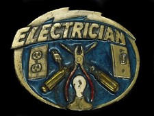 TJ11118 VINTAGE 1982 ELECTRICIAN COMMEMORATIVE BELT BUCKLE