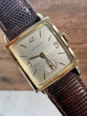 Vintage 10K Gold Filled Wittnauer Textured Waffle Dial Manual Wind Faceted Crys