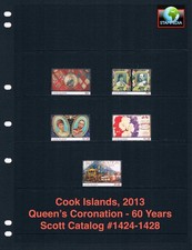 $12.50 Scott Value - 2013 COOK ISLANDS Queen Coronation 60 Yearss CV MNH NH UMM