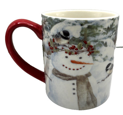 Chickadee Snowman Lang by Design Artwork by Jane Shasky 14 oz Christmas Mug NIB