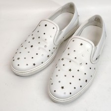 Authentic Jimmy Choo Men Pre-Owned Leather White Slip On Shoes EU43 US10 Japan