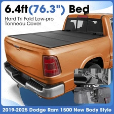 6.4FT 76.3" Hard Tri Fold Low Profile Tonneau Cover for 2019-2025 Dodge Ram 1500