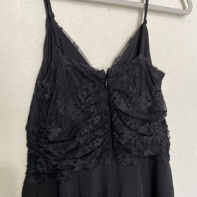 Express Lace Bodice Cami Jumpsuit S Black Pleated Ruched Romantic Party NEW $118