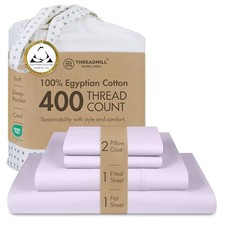 Egyptian Cotton Sheet Set  100 Certified Egyptian Cotton Queen Lilac Solid
