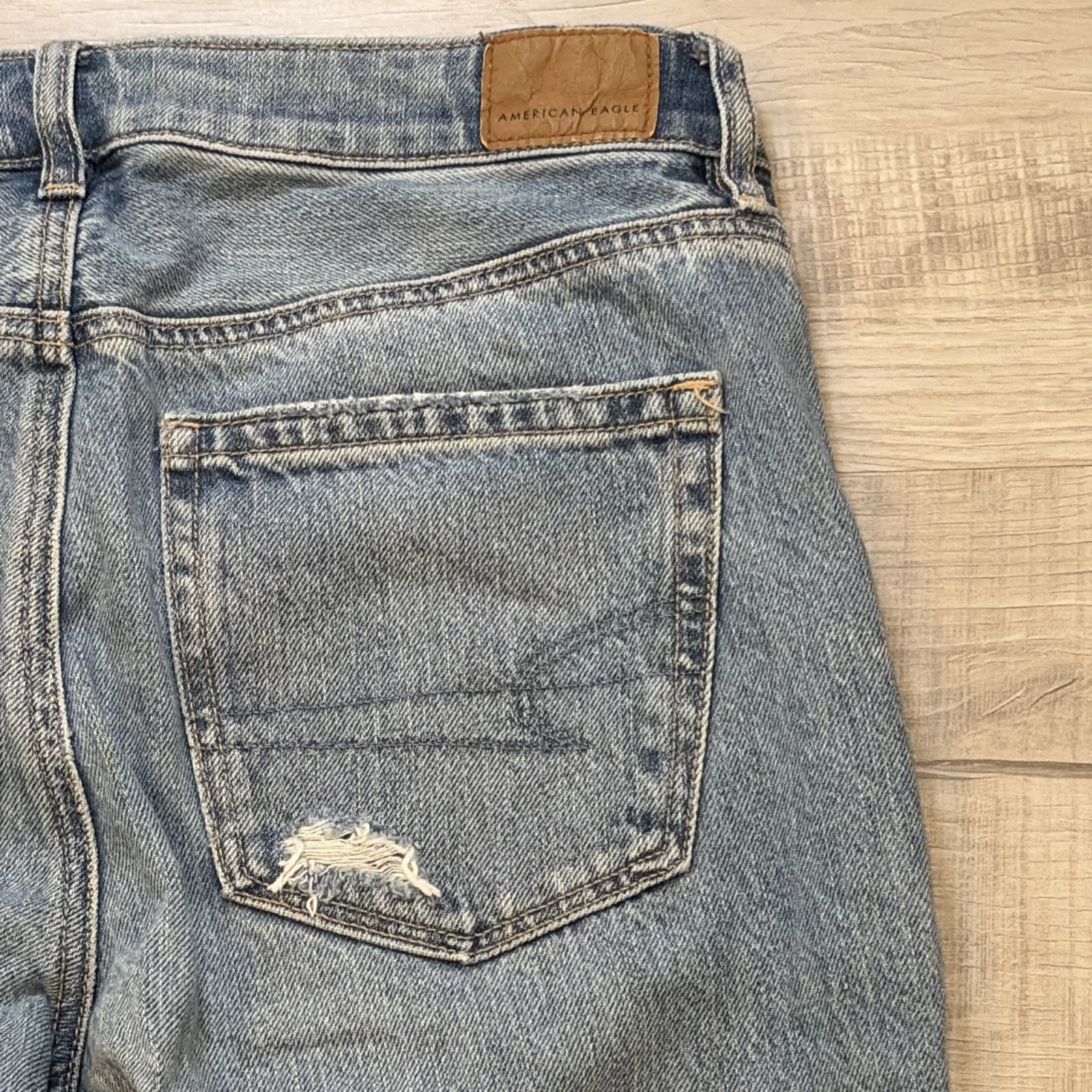 EUC American Eagle PATCHWORK Mom Straight JEANS S… - image 15