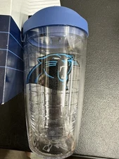 Carolina Panthers Tervis Tumbler  16 Oz Clear. Double Insulated with Lid.