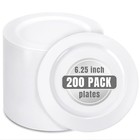 200PCS White Plastic Plates - 6.25inch Disposable 6.25Inch-200pcs-White