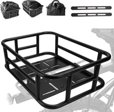 Rear Bike Basket Large Heavy Duty Steel w Liner Cover Cargo Net
