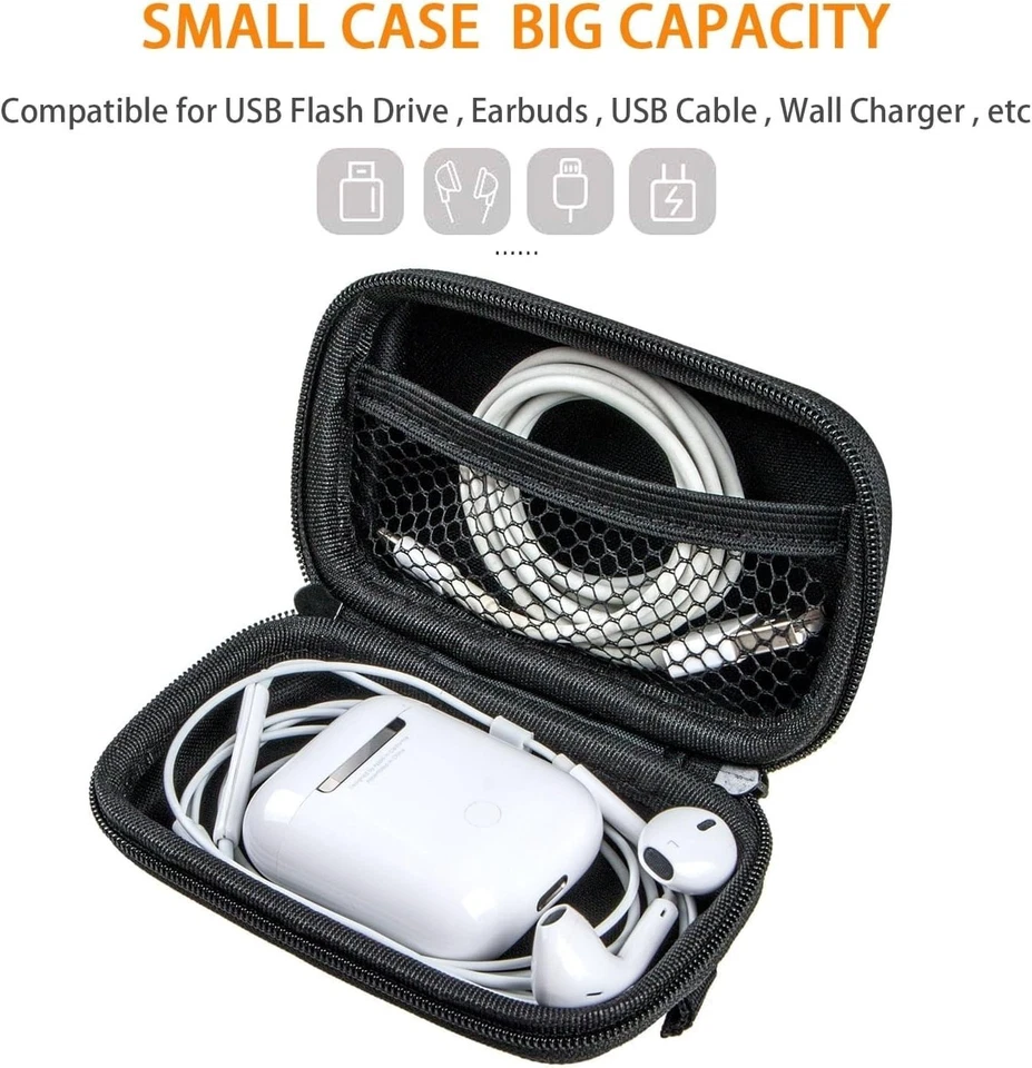 Hard EVA Case Earphone Storage Box Small Zipper Pouch for Earbuds USB Keys - Image 4 of 4