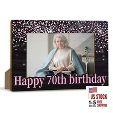 70th Birthday Glitter Picture Frame, 70 Years Old Picture Pink 70th Birthday