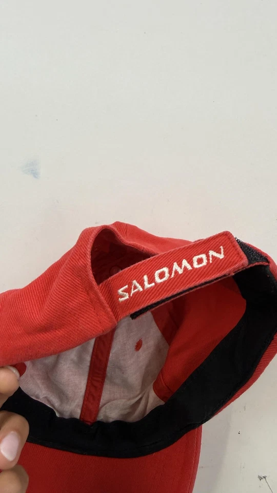 Salomon Hat Cap Strap Back Red Cotton Embroidered Logo Mens Outdoor Hiking Trail - Image 3 of 4