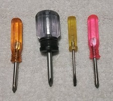 4pc TRANSLUCENT 3-1/2" PHILIPS & SLOTTED VINTAGE SCREWDRIVER HANDLE SET
