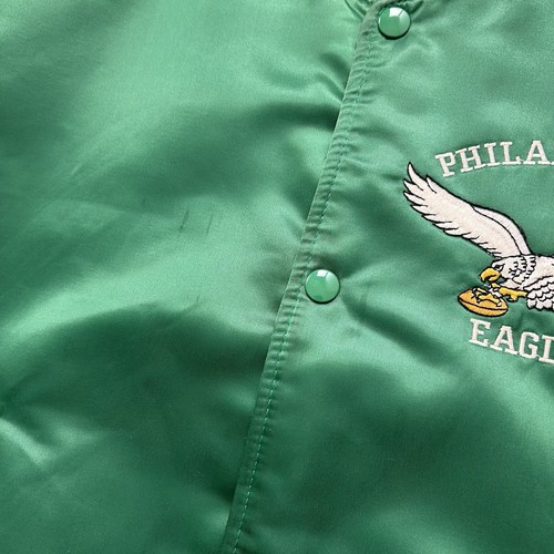 VTG 90s NFL PHILADELPHIA EAGLES STARTER SATIN BOMBER JACKET SIZE M MADE IN USA - Picture 9 of 10