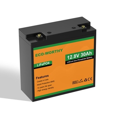 12V 30Ah LiFePO4 Lithium Batterie Akku für Wohnmobil Camping ECO-WORTHY