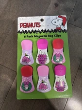 Peanuts Snoopy Christmas Pink Magnetic Bag Clips 6 Pack 2025