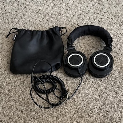 Audio-Technica ATH-M50 Black Foldable 45mm 3.5mm Headphones w/ 3m Cable Pouch