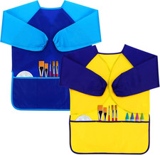 Kids Painting Apron, 2Pcs Waterproof Art Smocks for Child 3-8 Years, Kids Smocks