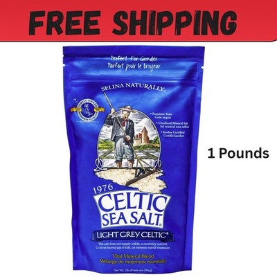 Light Grey Celtic Sea Salt 1 Pound Resealable Bag   Additive-Free, Delicious Sea