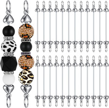 24 Pcs Beadable Keychain Bars Bulk Blank DIY Metal Heart Beaded Keychain Detacha