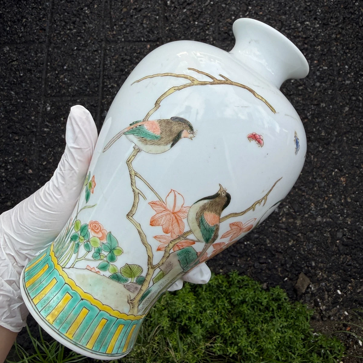 多色花柄装飾の陶器花瓶　アンティーク　40〜50年前 多色古董原始1940 年后中国古董花瓶| eBay