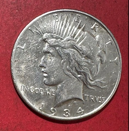 1934D US Peace SILVER Dollar! KEY DATE! "Denver Mint" Choice AU Details!