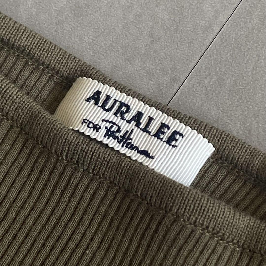 AURALEE Ron Herman Giza Rib Boat Neck Pullover - Olive Green AURALEE Ron Herman Giza Rib Boat Neck Pullover - Olive Green