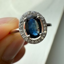 925 Sterling Silver Ring 7x5mm Natural Sapphire Gemstone Zircon Women Bridal