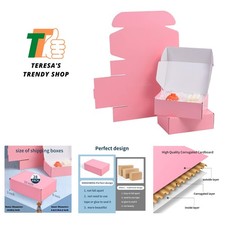 28 Pack 10x8x3 inches Pink Shipping Boxes for Small Business, Small Corrugate...