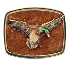 Mallard Duck belt Buckle Vintage 1979 Raintree Brown Bird Hunting Collectible