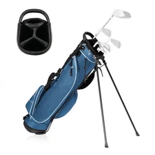 Golf Stand Cart Bag Club w/4 Way Divider Carry Organizer Pockets Storage Blue
