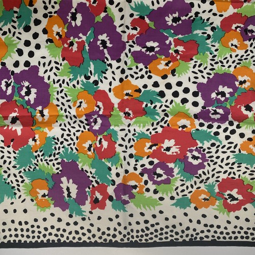 Vintage JIM THOMPSON Multicolored Floral Silk Scarf, Thailand 34” Square - Picture 8 of 16