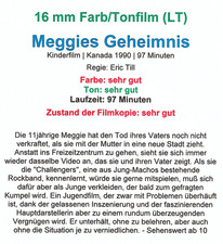 16mm Farb/Tonfilm (LT) - MEGGIES GEHEIMNIS - Kinderfilm - 1990 - 97 Minuten 😀👍