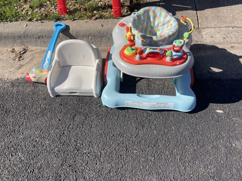 Baby Entertainer Walker with Activity Tray and Multicolor Gray Red Blue Seat