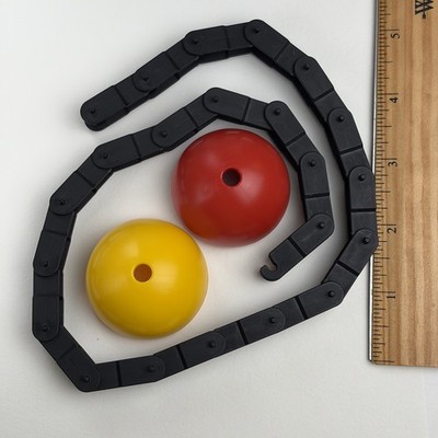 (1) K NEX Ball   Red & Yellow   46 mm  & (22) Large Chain Links Parts Lot