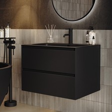 700mm Black Wall Hung Vanity Unit with Basin - Como COMOBL700